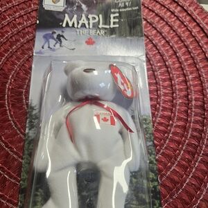 Ty Beanie Baby "Maple the Bear" White Canada Plush